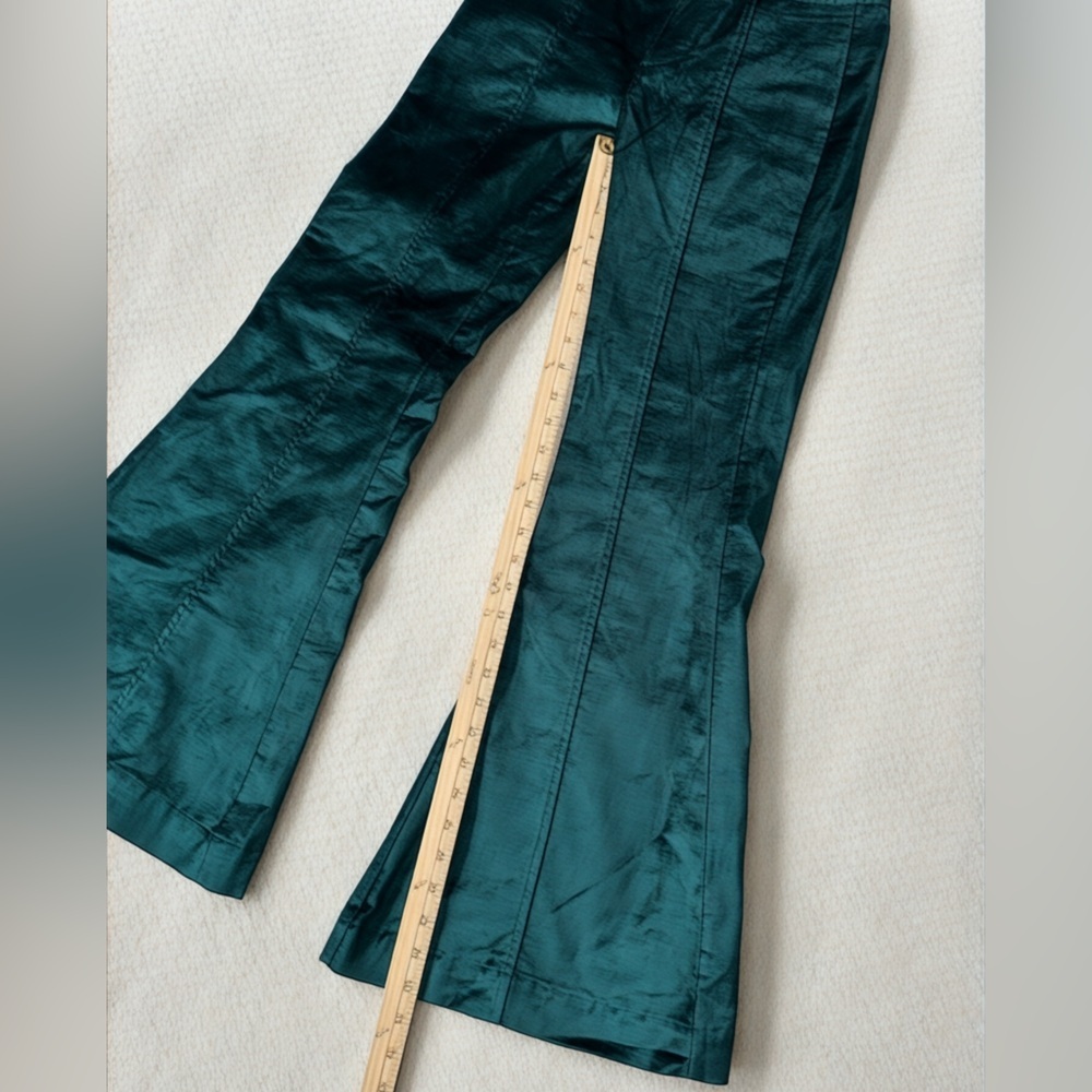 Free People Walk With You Velvet Flare Pants Emerald Green 70s Boho, Size 0 - Picture 9 of 13
